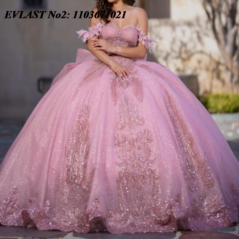 Tassel Fringe Trim - EVLAST Customized Mexican Pink Quinceanera Dress