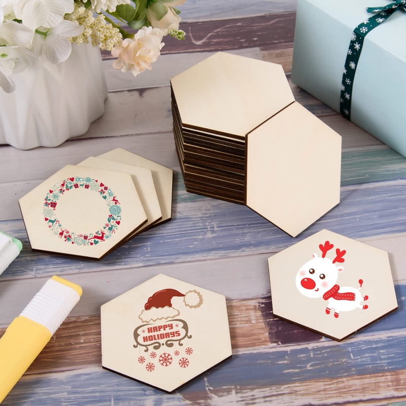 Embellish Craft - 5cm Wooden Hexagon Blank Slices Unfinished