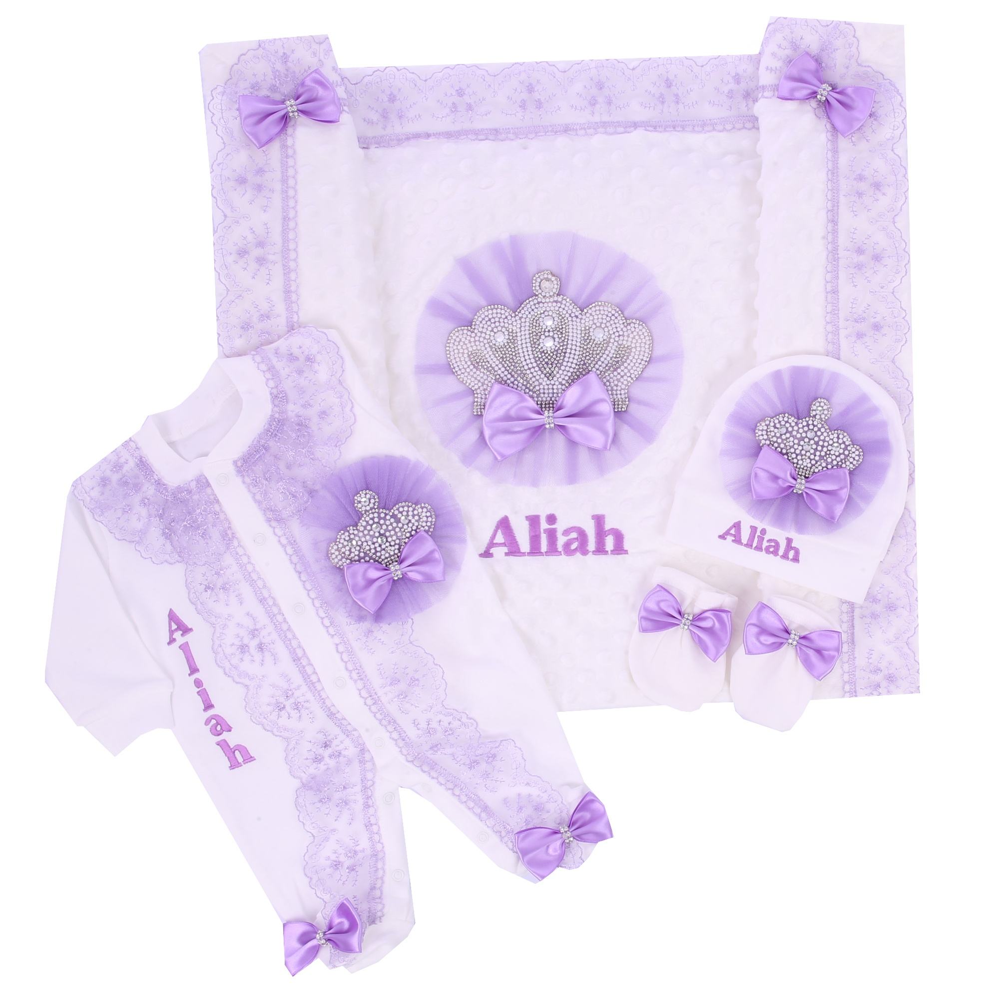 Craft Embellishment Storage - Lavender Lace 5pcs Baby Girl Layette