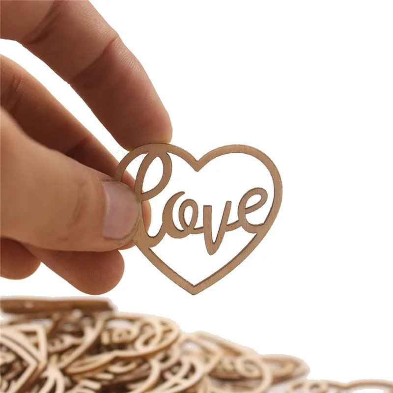 50pcs Heart Wooden Ornament He - Embellish Craft recension och pris