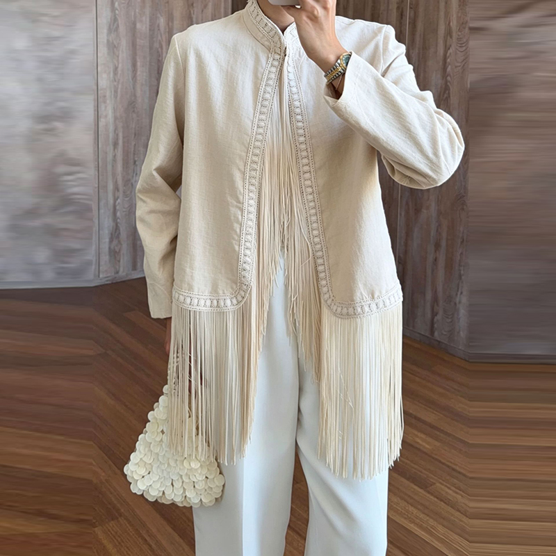 Autumn Boho Outerwear Coats Ha - Tassel Fringe Trim recension och pris