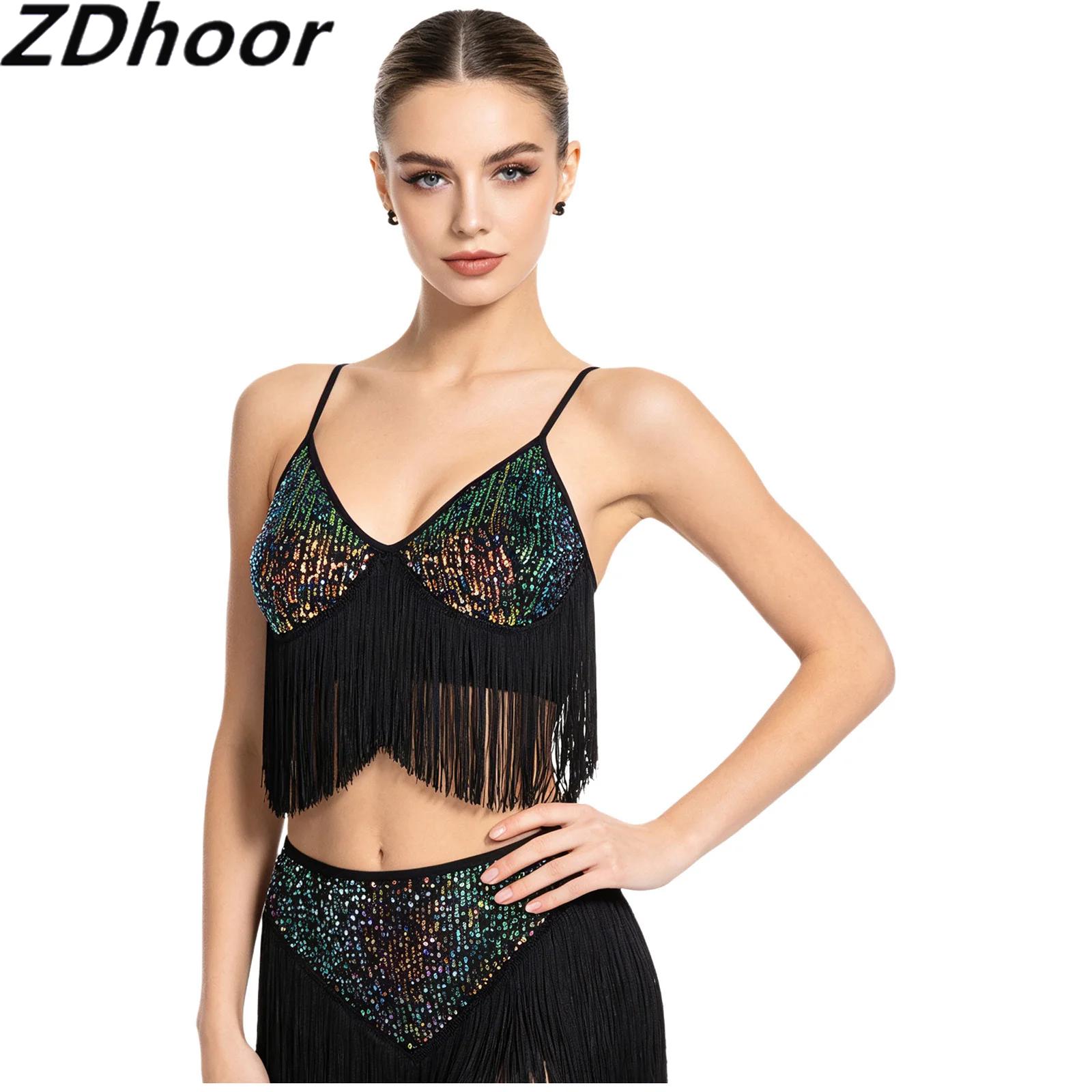 Women Latin Dance Glitter Sequ - Tassel Fringe Trim recension och pris