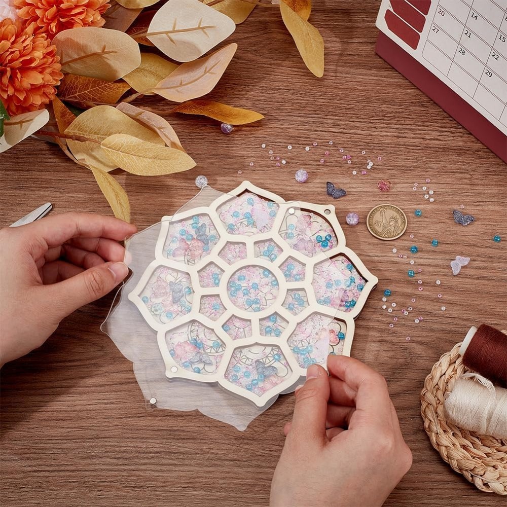 Wood Bead Organizer Tray Flowe - Craft Embellishment Storage recension och pris