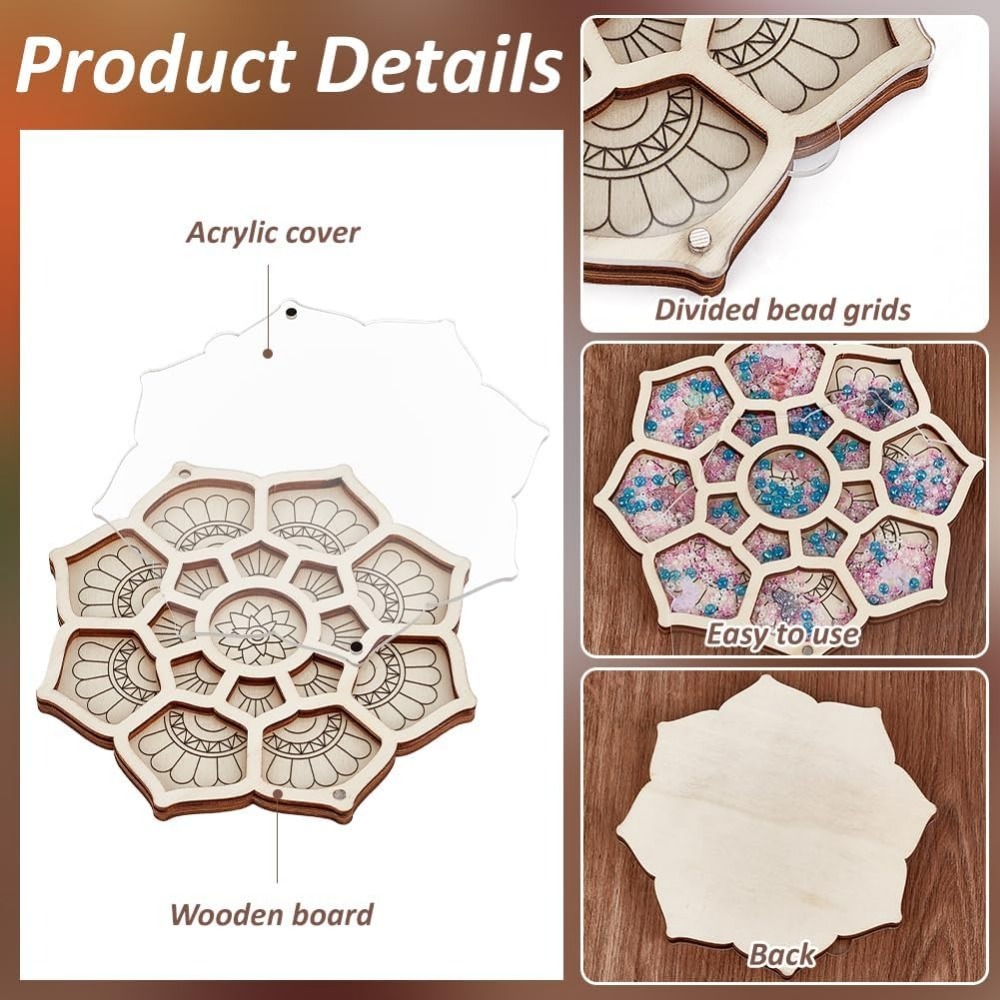 Wood Bead Organizer Tray Flowe - Craft Embellishment Storage recension och pris