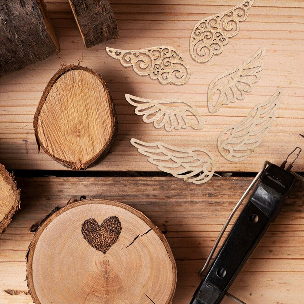 80Pcs Wooden Angel Wings Embel - Embellish Craft recension och pris