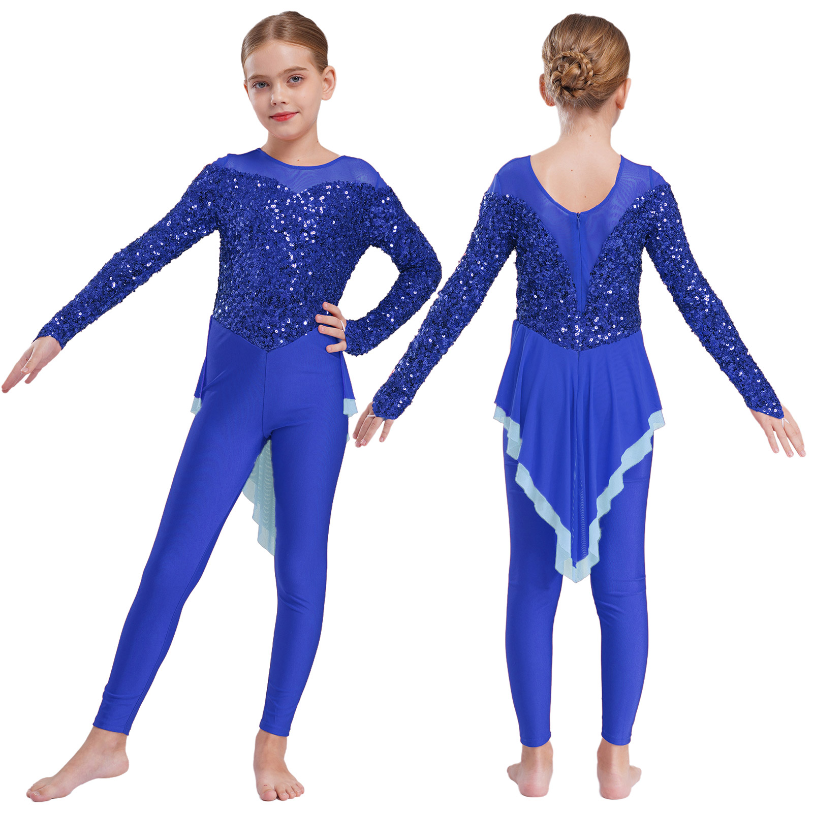Kids Girls Ballet Dance Jumpsu - Rhinestone Banding Trim recension och pris